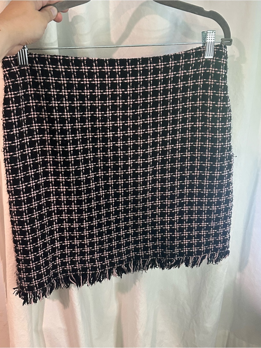 Black and Pink Houndstooth Mini Skirt - Classic Women's Skirt - Picture 7 of 8